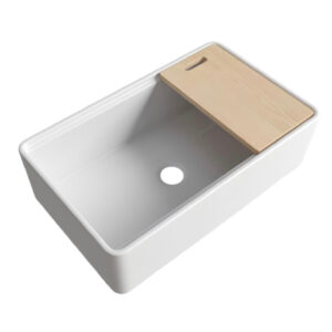 33” White Ceramic Farmhouse Sink with Cutting Board